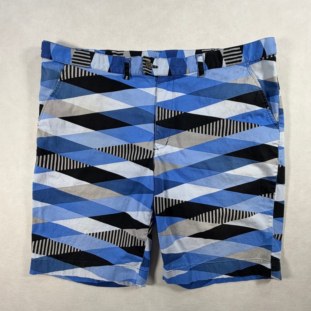 Loudmouth‎ Mens Size 42 Golf Shorts Blue Geometric Diamond Pattern Print